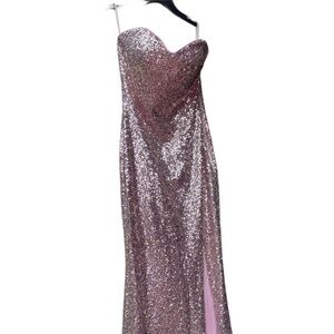 Long Homecoming Formal Jump Apparel Pink Sequin Dress Size 1/2